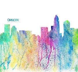 Charlotte North Carolina Skyline Silhouette Impressionistic Splash by Markus Bleichner