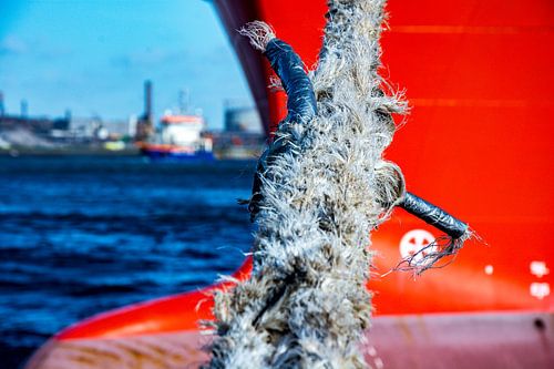 Schepen afgemeerd in de haven IJmuiden.