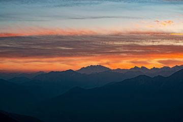 Sunset from Lake Maggiore to Dufour Peak by Leo Schindzielorz