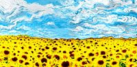 Gele Zonnebloemen veld met prachtige lucht van Nicole Habets thumbnail
