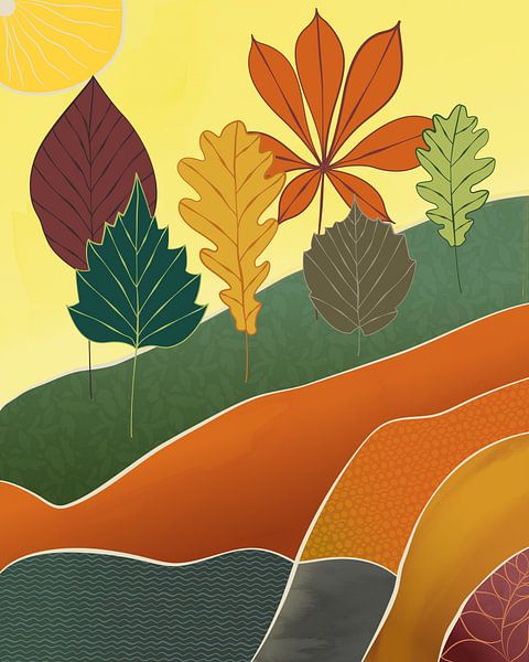 Abstract autumn landscape with trees by Tanja Udelhofen