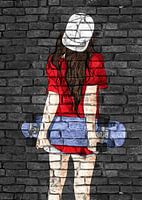 Skatboard Mädchen Graffiti Street Art