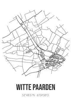 Witte Paarden (Overijssel) | Karte | Schwarz und Weiß von Rezona