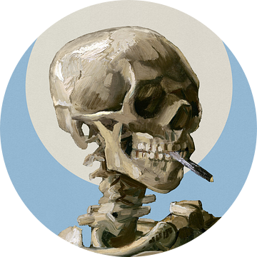 Skull with Burning Cigarette van Marja van den Hurk