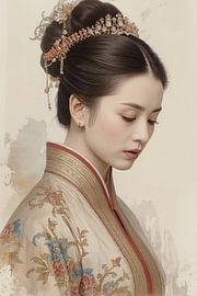 Original Chinese woman in traditional clothing and jewellery from the 18th century. by Brian Morgan