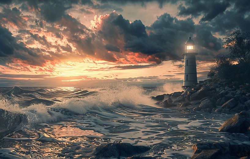 Eenzame vuurtoren aan de kust van fernlichtsicht