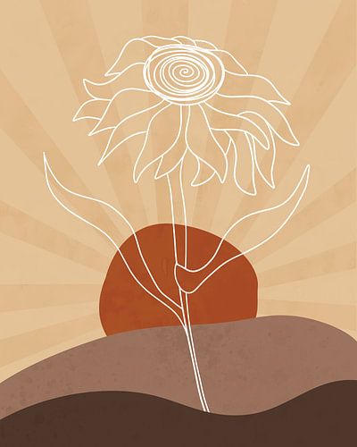 Zonnebloem bij zonsondergang