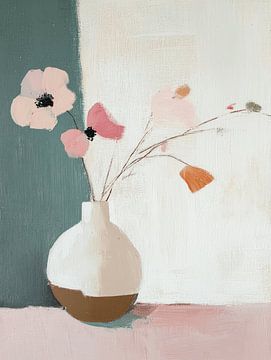 Modernes Stillleben mit Blumen von Japandi Art Studio