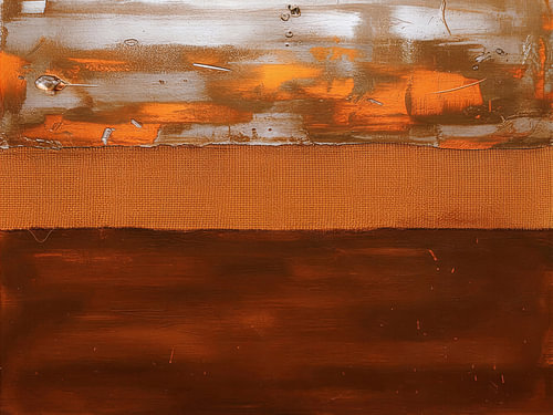 Industrial horizontal artwork in bronze and copper