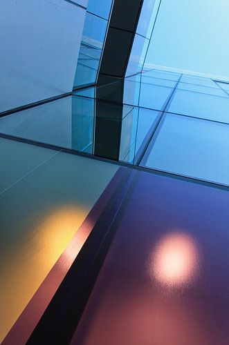 Graphic play of lines in modern colorful architecture