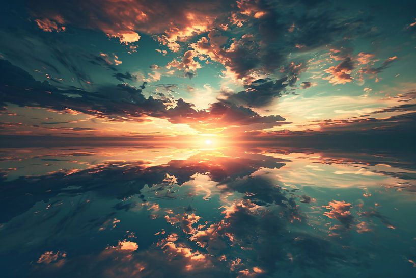 Sunset Over Calm Ocean by Art & Soul Creations
