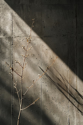Branch with Shadow on Rough Concrete