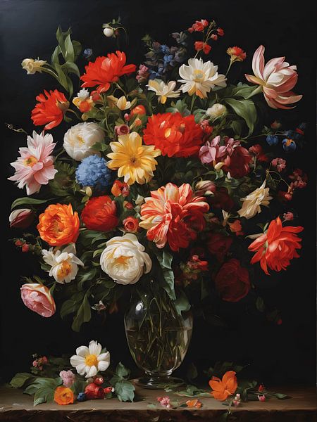 Somptueux bouquet de style caravagesque par Jolique Arte