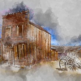 Digital Art / Digital Aqaurel of an old building in the wild west by Gelissen Artworks