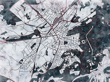 Kaart van Homburg in de stijl 'White Winter' van Maporia