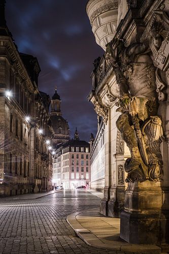 Dresden - Zicht op de Frauenkirche bij nacht
