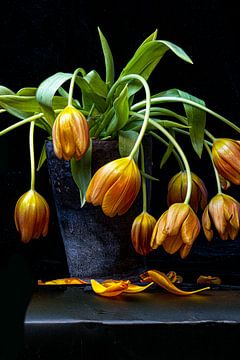 Nature morte de tulipes spectaculaires.