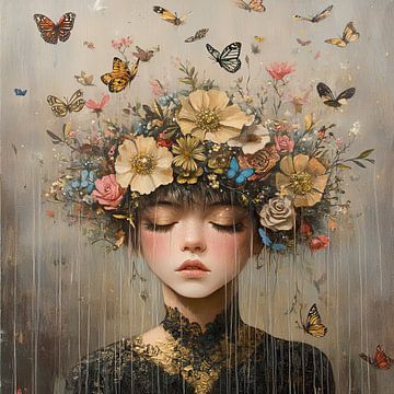 Flowers Butterflies by Eye catching paintings