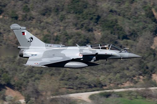 Qatar Emiri Air Force Rafale in a Greek valley
