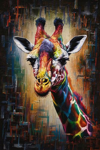 Explosieve Kleurrijkheid: Giraffe in Abstractie