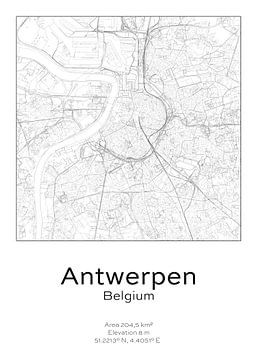 Stadskaart - België - Antwerpen van Ramon van Bedaf