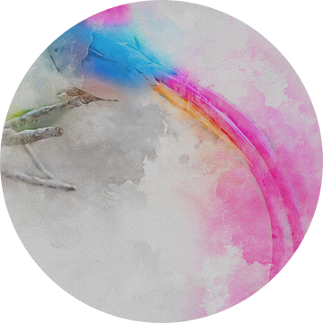 Digital Art. van een kleurig vogeltje van Gelissen Artworks
