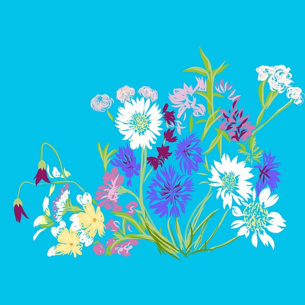 Blumen mit blauem Hintergrund von Joke te Grotenhuis
