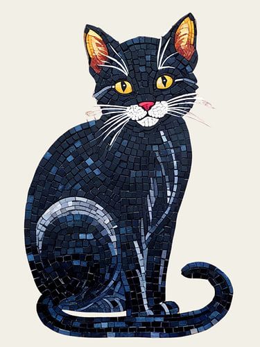 Schwarze Katze Mosaik von Hoai Nguyen