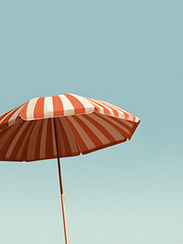 Parasol de plage rayé couleur terre cuite sur Mosaic Dialogue
