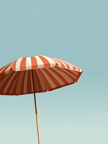 Terracotta gestreepte strandparasol