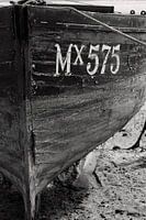 Details van een boot in zwart wit