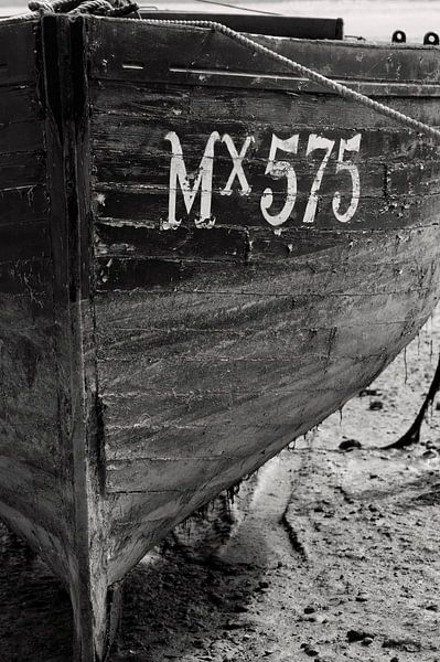 Details van een boot in zwart wit van Anne Meyer