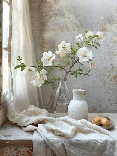 Minimalistisch stilleven in wit