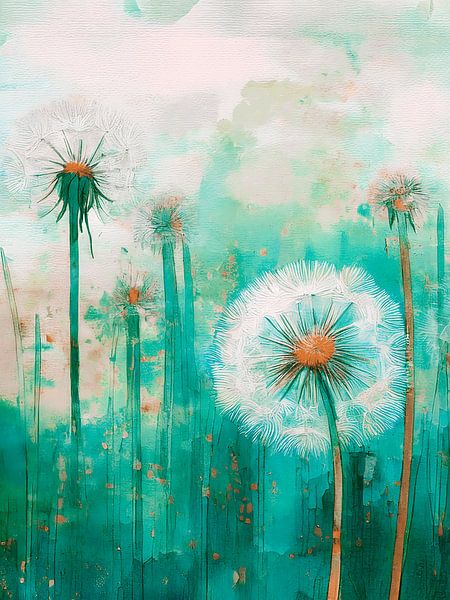 Peinture moderne de pissenlits épuisés par Studio Pieternel