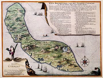 Oude kaart van Curacao van Atelier Liesjes