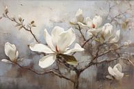 Bloesem Magnolia | Zwevende Sereniteit | Magnolia bloemen | Post-Impressionisme. van Blikvanger Schilderijen thumbnail