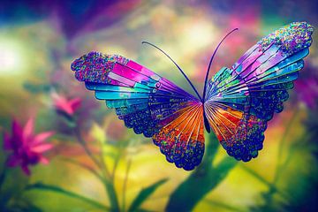Vlinder op een Bloem Kunstillustratie van Animaflora PicsStock