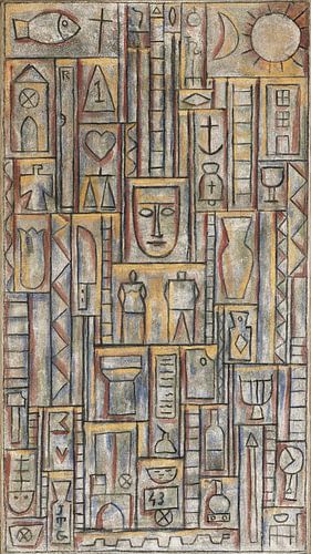 Joaquín Torres García, Constructivo piramidaal (Het stel en hun wereld), 1943