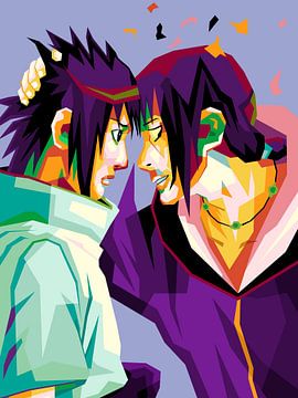 Anime Japanse Itachi X Sasuke in Pop Art geweldig van miru arts