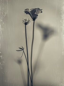 Nature morte de fleurs à l'aspect vieilli par les intempéries sur Japandi Art Studio