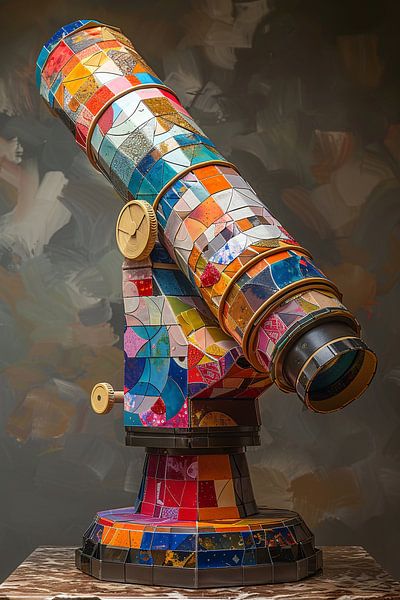 Kleurrijk Pop Art Telescoop op Statief van Art & Soul Creations