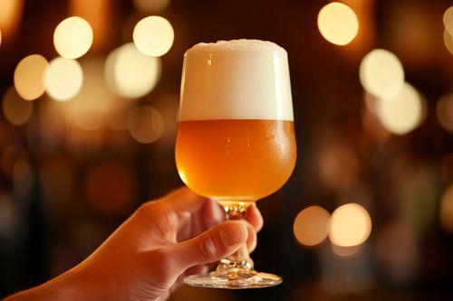 Serveerders bierglas met schuimkroon