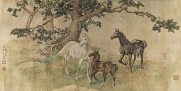 Xu Beihong, Drie Paarden, 1919 van Atelier Liesjes