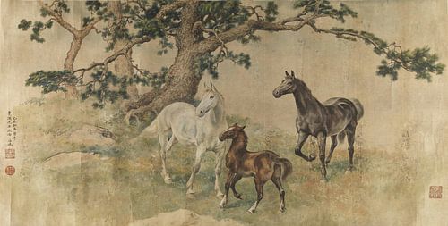 Xu Beihong, Drie Paarden, 1919