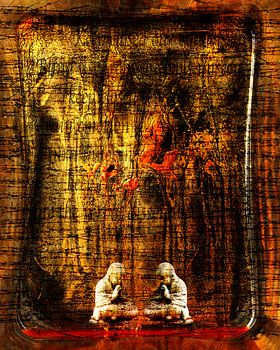 Twee buddha's gevangen in het betoverde bos