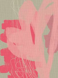 Fleur rose. Technique mixte botanique abstraite sur Dina Dankers