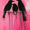 Drie zwarte vogels op een roze achtergrond van Danny van Eldik - Perfect Pixel Design