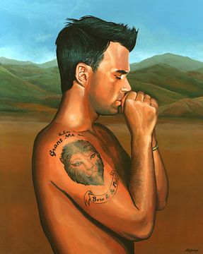 Peinture de Robbie Williams sur Paul Meijering