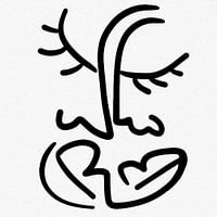 Minimalistische liefde – abstracte lijntekening, zoen, lijntekening