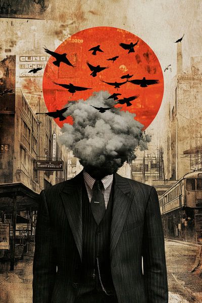 L'homme à la tête de nuage par Poster Art Shop
